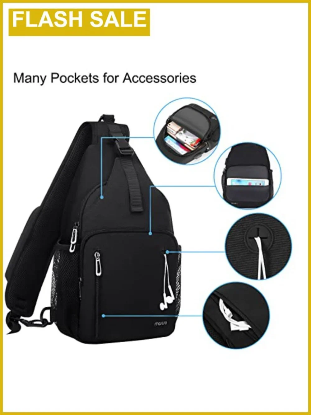 MOSISO Sling Backpack Crossbody Bag Travel Hiking Daypack with USB Port